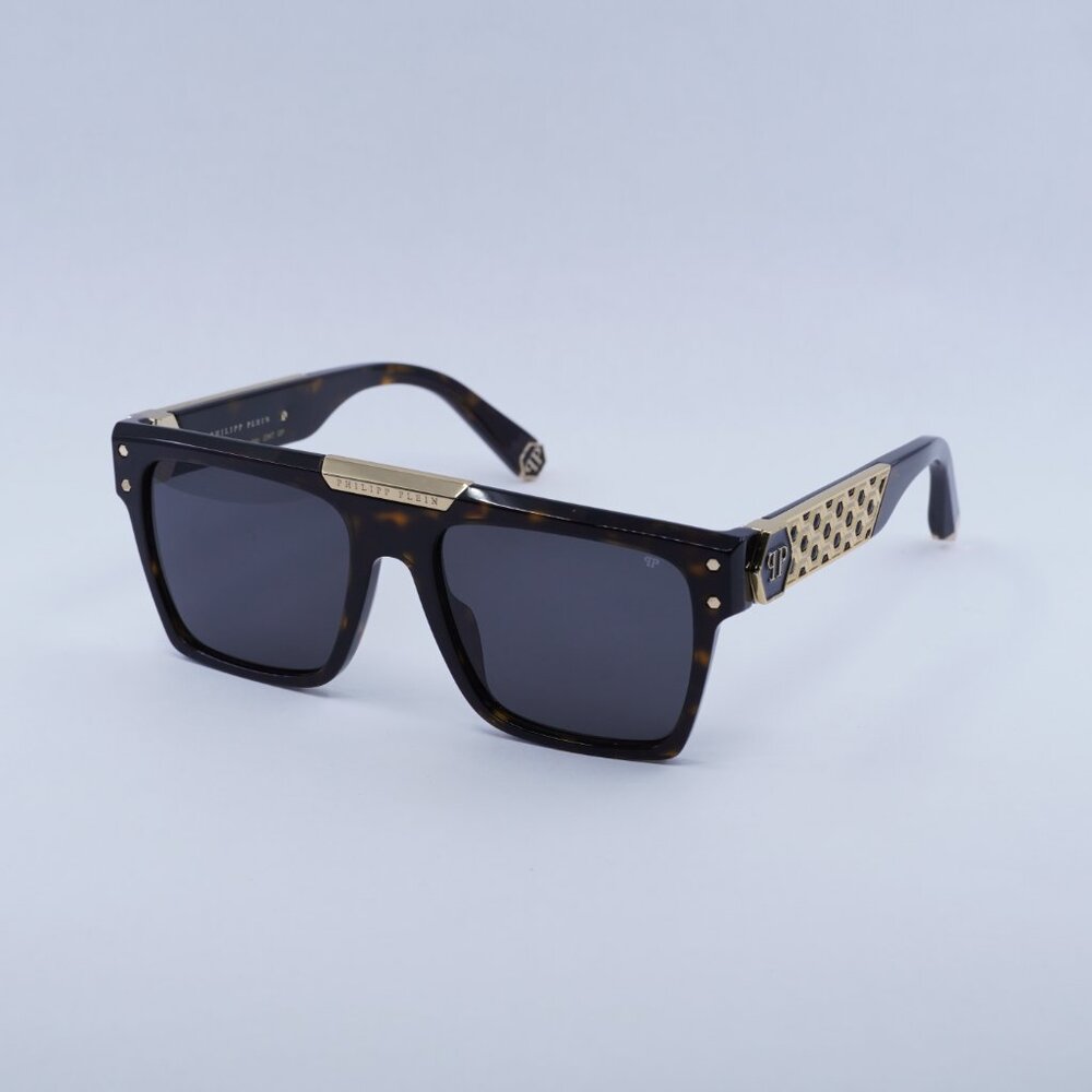 🕶️ New Philipp Plein SPP080 0722 Sunglasses - Havana Frame, Grey Lenses - Picture 4 of 12